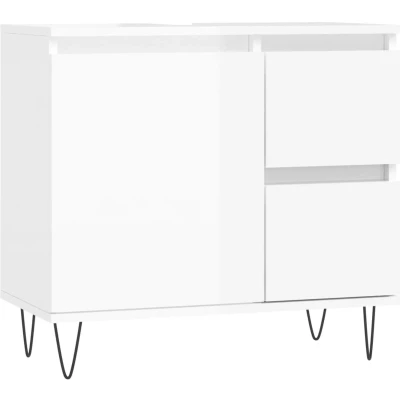 Afbeelding van vidaXL Badkamerkast 65x33x60 cm bewerkt hout hoogglans wit