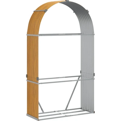 Afbeelding van Haardhoutopslag 120x45x210 cm gegalvaniseerd staal lichtbruin