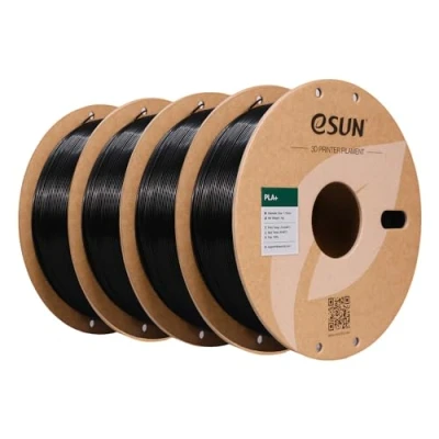 Afbeelding van eSUN PLA+ filament 1,75 mm, versterkte taaiheid, 3D printer, PLA Plus, nauwkeurigheid +/ 0,03 1 kg per spoel, 4 spoelen voor printers, zwart x
