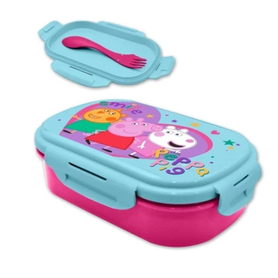 Afbeelding van Peppa Pig Lunchbox met bestek Smile 8435507872621