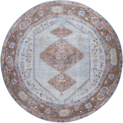 Afbeelding van Veer Carpets Vloerkleed Karaca Purple/Brown 07 Rond ø200 cm