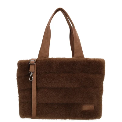 Afbeelding van Zebra Trends Emma Shopper Schoudertas Crossbodytas Bont Fur Tote Bag Middenbruin