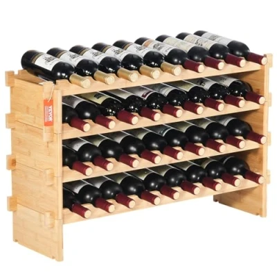 Image de VEVOR Étagère à Bouteilles Casier Vin Empilable 36 4 Niveaux Bambou