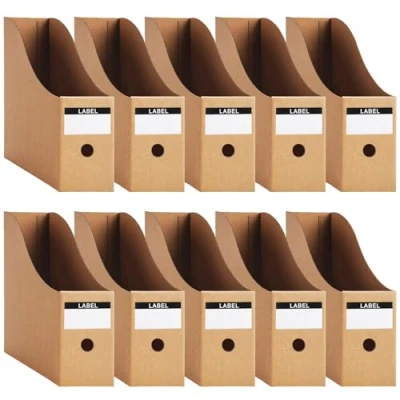 Afbeelding van Shodiffy Tijdschriftenhouder van kraftpapier A4 tijdschriftenrek Kartonnen Bureau organizer voor bestanden, mappen, kantoorbenodigdheden