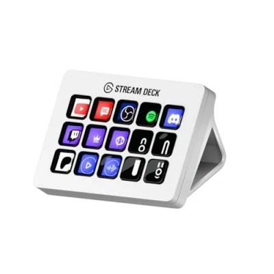Image de Elgato Stream Deck MK.2 White Contrôleur de studio, 15 touches macro, déclenchement d’actions dans les applications et logiciels comme OBS, Twitch, ​ YouTube d’autres, compatible Mac PC