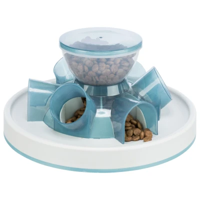 Afbeelding van Trixie Cat Activity Strategiespel Tunnel Feeder Kattenspeelgoed Ø28x14 cm Blauw Grijs