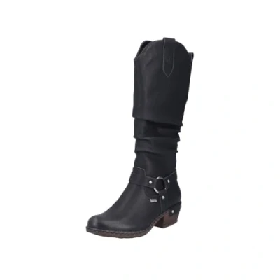 Afbeelding van Rieker 93670 Hoge laarzen voor dames, zwart.