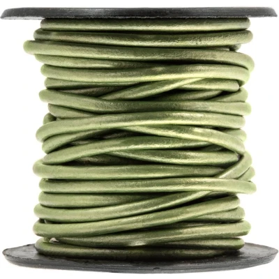 Afbeelding van DQ Leer Rond (2 mm) Metallic Vintage Green (5 Meter)