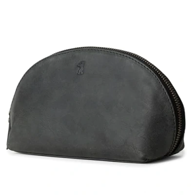 Afbeelding van Berliner Bags Zoe Vintage lederen toilettas, organizer voor dames, Donkergrijs, vintage, stijl