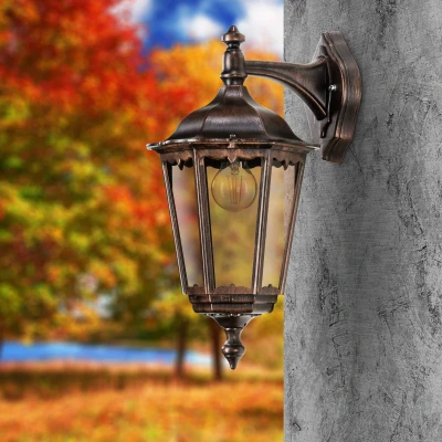Afbeelding van Buitenwandlamp 1121 lantaarn hangend zwart koper