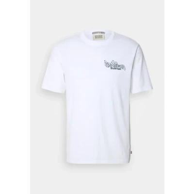 Afbeelding van Scotch &amp; Soda Regular FIT Front BACK Artwork Tshirt print, Heren, Maat: Small, White