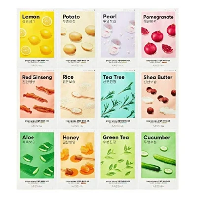 Afbeelding van MISSHA Airy Fit bladmasker (12 types) dagelijks voor op de huid met perfecte hechting (verpakking van 12 stuks)