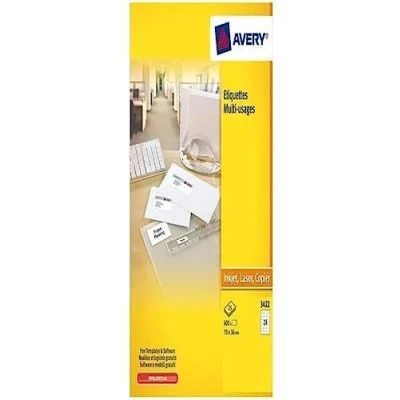Afbeelding van AVERY Doos met 2400 zelfklevende multifunctionele etiketten, formaat 70 x 35 mm, laser/inkjetdruk, (3422 100)