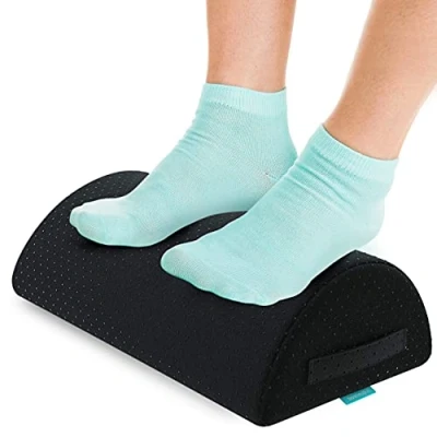Afbeelding van bonmedico Voetsteun voor bureau, voetensteun woonkamer, bank en kantoor, comfortabel ergonomisch, met wasbare hoes, zwart