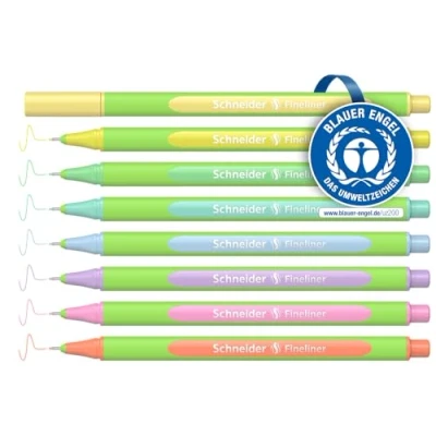 Afbeelding van Schneider fineliner Line Up 0,4mm pastel verstelbare pencilcase 8 stuks S 191088