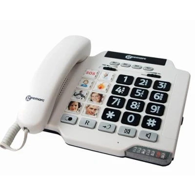 Image de Geemarc PHOTO100_WH_IF Téléphone filaire Blanc avec mémoires photos (version Française)
