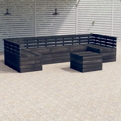 Afbeelding van 7 delige Loungeset pallet massief grenenhout donkergrijs