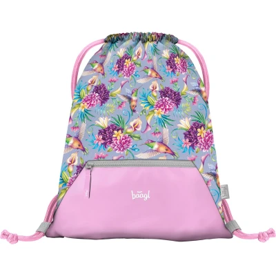 Afbeelding van Baagl Gymtas voor meisjes, waterdichte schoenentas kinderen, school en kleuterschool, sporttas (kolibrie), Kolibrie