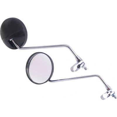 Afbeelding van Spiegelset met klem M8 Edge helder glas ronde vorm zwart chroom