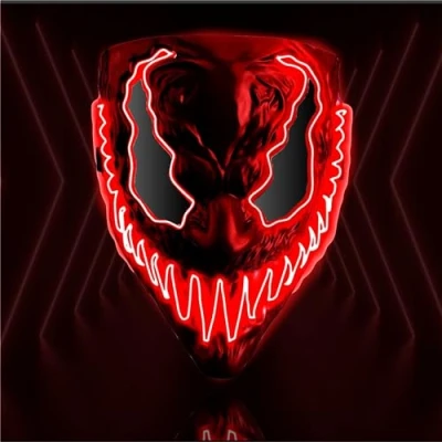 Afbeelding van TK Gruppe Timo Klingler Hoogwaardig led masker rood te gebruiken zoals sinds Venobate, voor Halloween, carnaval en als kostuum dames heren