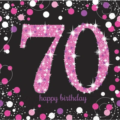 Afbeelding van Servetten 70 jaar Sparkling Roze 33x33cm 16 stuks