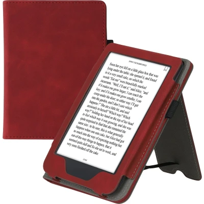 Afbeelding van kwmobile E reader hoesje geschikt voor Kobo Clara 2E hoes flip case van kunstleer Ereader cover met stand In donkerrood