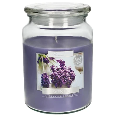 Afbeelding van KOTARBAU® Grote geurkaars in glas met lavendeldeksel aromatherapie geschenkidee decoratieve kaarsen brandduur tot 100 uur