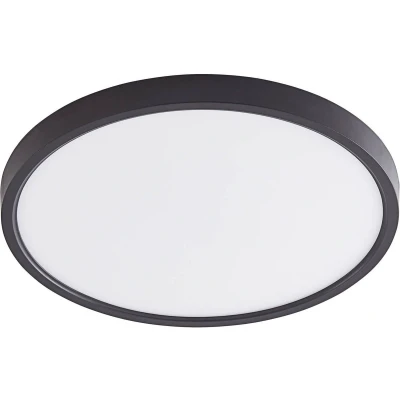 Afbeelding van Lindby LED plafondlamp met dimmer 1licht Kunststof, acryl H: 2.1 cm mat zwart, wit Inclusief lichtbron