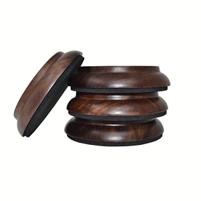 Afbeelding van KingPoint Pianoonderzetters, meubelonderzetters van hardhout, set 4 Black Walnut