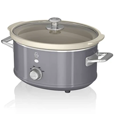 Image de Retro Mijoteuse 35L Poêle Amovible en Céramique Antiadhésive Vintage SWAN SF17021GRNEU 200 Gris