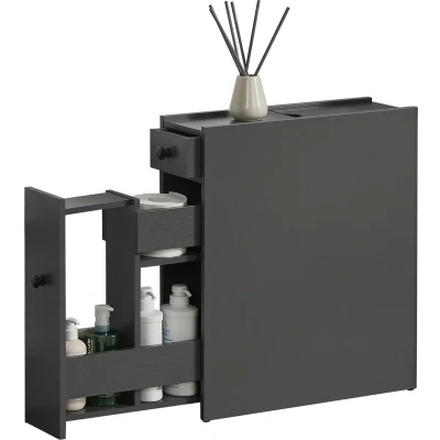 Afbeelding van Niskast badkamerkast met 2 lades 58x16x48 cm donkergrijs
