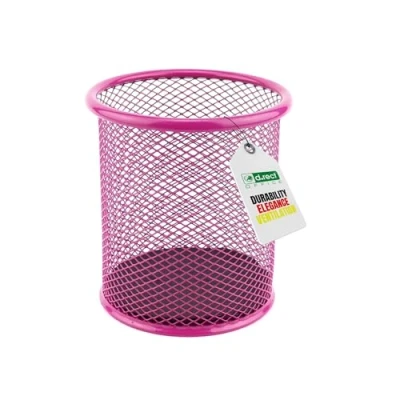 Afbeelding van Leviatan Metalen pennenhouder Ronde van metaal Multifunctionele mesh beker voor balpen Ø 91 mm roze