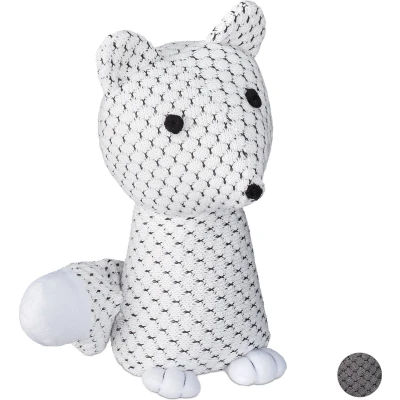 Afbeelding van Relaxdays deurstop vos deurbuffer decoratie dier 1 kg stof wit