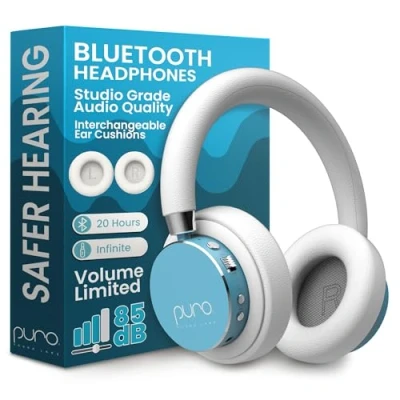 Afbeelding van Puro Sound Labs BT2200 Plus Bluetooth hoofdtelefoon voor kinderen met beperkt volume, veiligere kinderen, audiokwaliteit in studiokwaliteit en geluidsisolatie (blauwgroen)