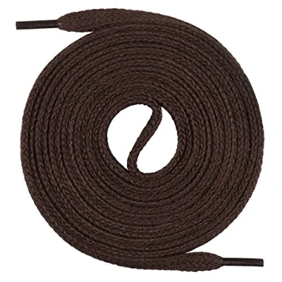 Afbeelding van Mount Swiss© Premium veters, 1 paar platte 100% katoen, scheurvast, 7 mm breed, 45 200 cm lang, Donkerbruin