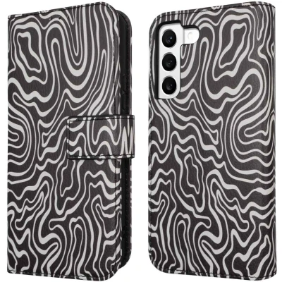 Afbeelding van iMoshion Hoesje Geschikt voor Samsung Galaxy S22 Met Pasjeshouder Design Bookcase smartphone Meerkleurig / Black And White