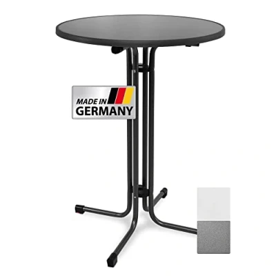 Afbeelding van Beautissu statafel Ø 80 cm Sylt antraciet rond inklapbaar geschikt voor outdoor weerbestendige vouwtafel hittebestendigheid