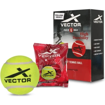 Afbeelding van Vector X Cricket Tennis Ball Pack van 6 voor Jeugd en Volwassenen (Geel, Maat Standaard) Materiaal Rubber Lichtgewicht Ideaal voor: Training/Wedstrijd Speler Controle &amp; Nauwkeurigheid