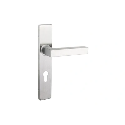 Afbeelding van Lavuzo deurkruk Viterbo rvs met rechthoekig schild PC72 Per set Deurkrukken Industriele deurklink