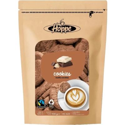 Afbeelding van Koekjes Hoppe Cookies fairtrade double chocolate à circa 125st
