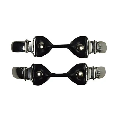 Afbeelding van Olata Elastische leren clips voor dames, tops, jurken en vesten set van twee, zwart.