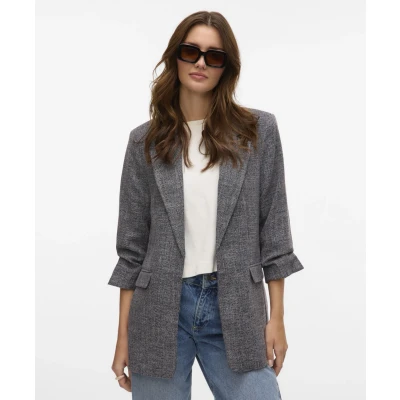Afbeelding van Vero Moda Vmfrida Regular Halflange jas, Dames, Maat: 42, Black/salt/pepper