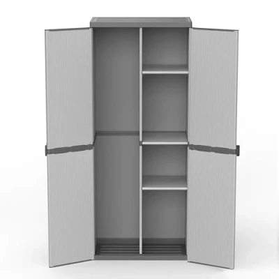 Afbeelding van Mongardi: Videokast van pvc hars en PP, 2 deuren, eenvoudig te monteren, modulair systeem, duurzaam, geschikt voor binnen buitenomgevingen, 68 x 40 165 cm, grijs zwart