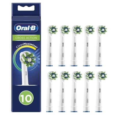 Afbeelding van Oral B Cross Action Opzetborstels Met CleanMaximiser 10 Stuks