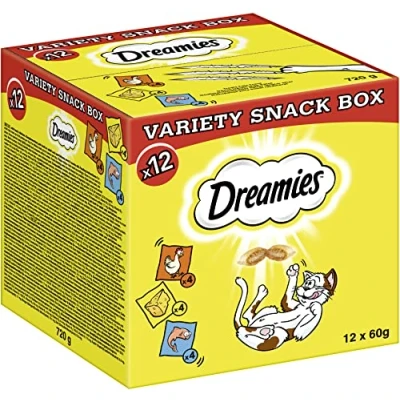 Afbeelding van 12x60g kattensnack mixbox (Kip, Kaas, Zalm) Dreamies Kattensnacks