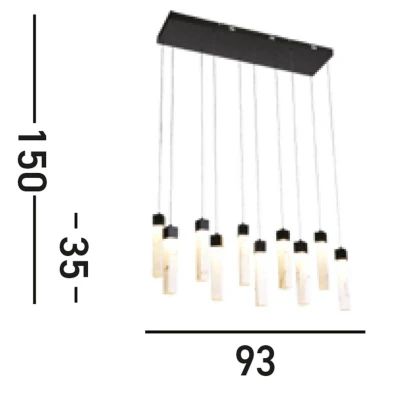 Afbeelding van Moonbeam LED hanglamp, 10 lamps, zwart, wit, metaal