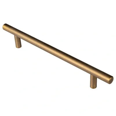 Afbeelding van Fingertip Designs Stalen T Bar greep 220 mm antiek messing
