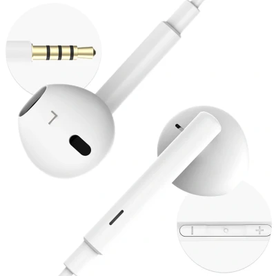 Afbeelding van iMoshion Oordopjes Oortjes met Draad en Microfoon Earbuds AUX / 3.5mm Jack aansluiting Wit