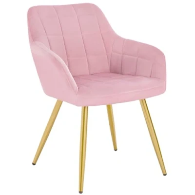 Afbeelding van WOLTU BH232RS 1, keukenstoel, fluweel, metalen poten, eetstoel, roze + goud, 1 stuk