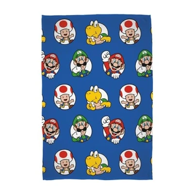 Afbeelding van Character World Officieel gelicentieerde Nintendo Super Mario fleecedeken Superzachte en warme deken, cirkelspel designmerken Perfect voor slaapkamer, camping